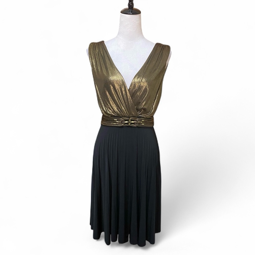 Max & Cleo Metallic Gold and Black Dress